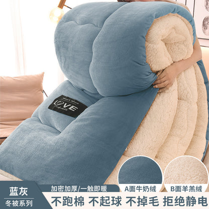 掛け布団 シープ調 肌かけ布団 防寒毛布 蓄熱 冬に暖かい ブランケット ふわもこ 無地 キルティング カラー かけ布団 掛け毛布 吸湿発熱 静電気防止 ボア布団 保温防寒 通年寝具 蓄熱わた入り なめらかな肌触り 冬のかけ布団 (ブルー, 180x220cm「重さ3kg」)