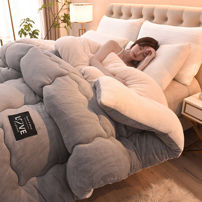 掛け布団 シープ調 肌かけ布団 防寒毛布 蓄熱 冬に暖かい ブランケット ふわもこ 無地 キルティング カラー かけ布団 掛け毛布 吸湿発熱 静電気防止 ボア布団 保温防寒 通年寝具 蓄熱わた入り なめらかな肌触り 冬のかけ布団 (ブルー, 180x220cm「重さ3kg」)