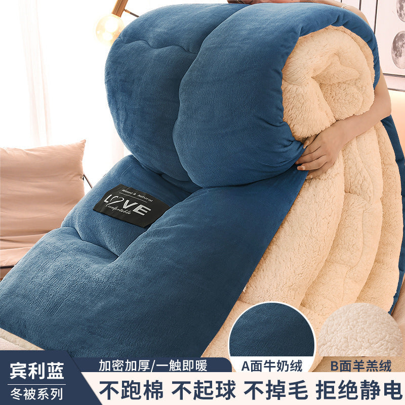 掛け布団 シープ調 肌かけ布団 防寒毛布 蓄熱 冬に暖かい ブランケット ふわもこ 無地 キルティング カラー かけ布団 掛け毛布 吸湿発熱 静電気防止 ボア布団 保温防寒 通年寝具 蓄熱わた入り なめらかな肌触り 冬のかけ布団 (ブルー, 180x220cm「重さ3kg」)